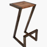 Scaun de bar Z in stil industrial din metal, cu patina vintage si stejar natur SB1-2