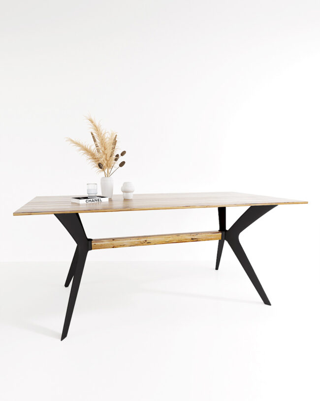 masa de dining eleganta din lemn masiv de stejar si picioare metal MD2