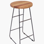 scaun de bar din otel beton si lemn