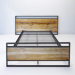 Pat dublu in stil industrial din metal si stejar natur PD2